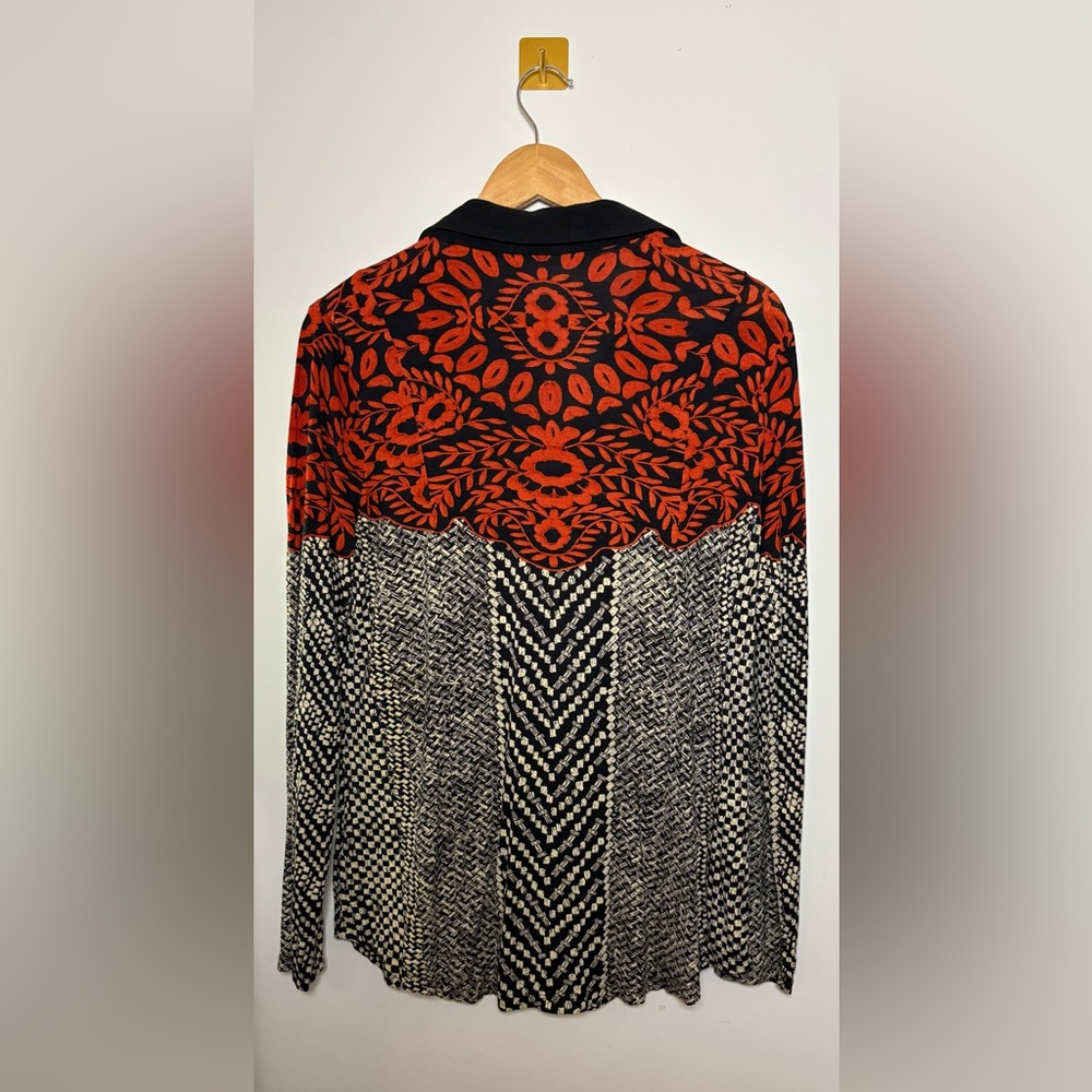 Soft Surroundings | Medium Red Black Calistoga Snap Front Long Sleeve Shirt - Picture 4 of 4